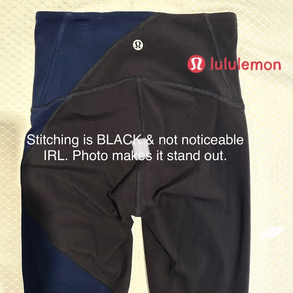 Lululemon Size 2, 25 inch Black and Navy Leggings, EUC